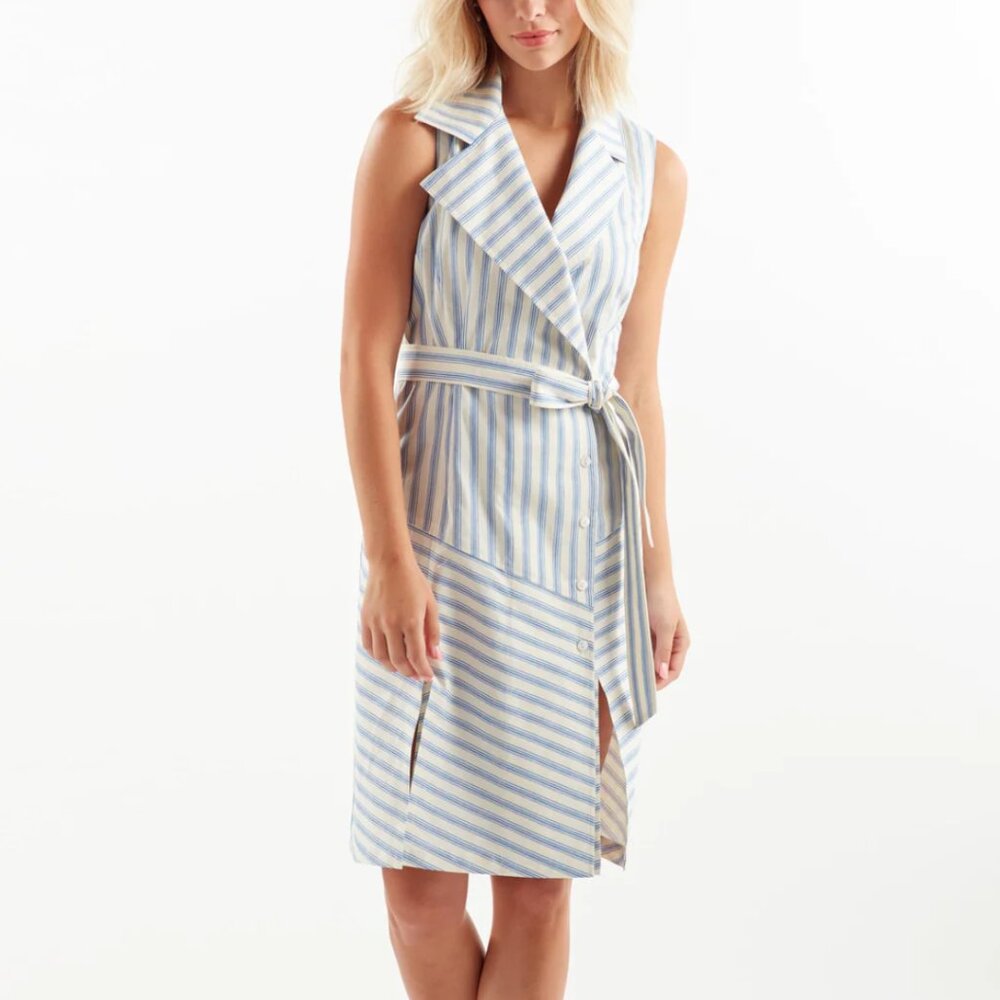 Finley | Marni Ticking Stripe Sleeveless Trench Dress